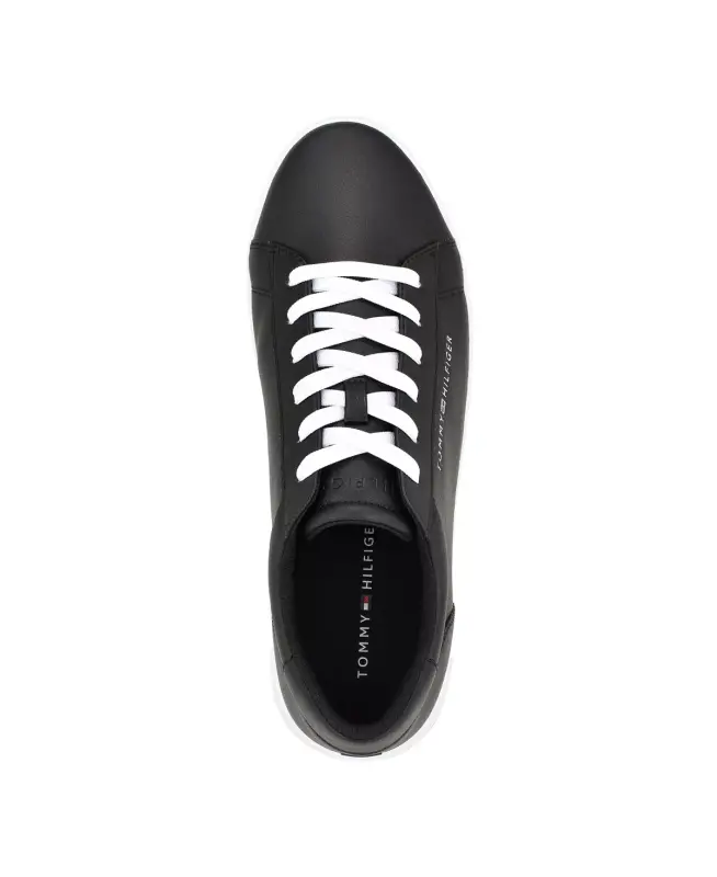 Men's Ribby Lace Up Fashion Sneakers-Black, White - 4
