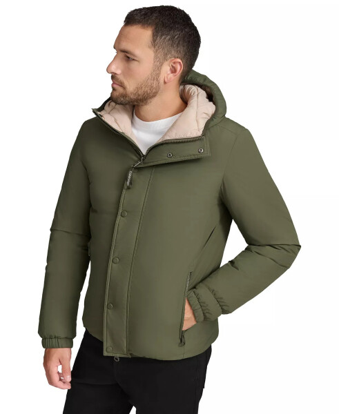 Men's Ripstop Hooded Puffer Jacket Olive - 3