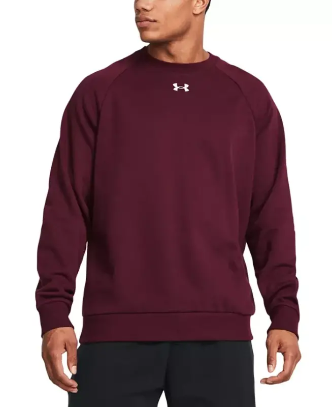 Men's Rival Fleece Crewneck Sweatshirt - Maroon / White - UNDER ARMOUR