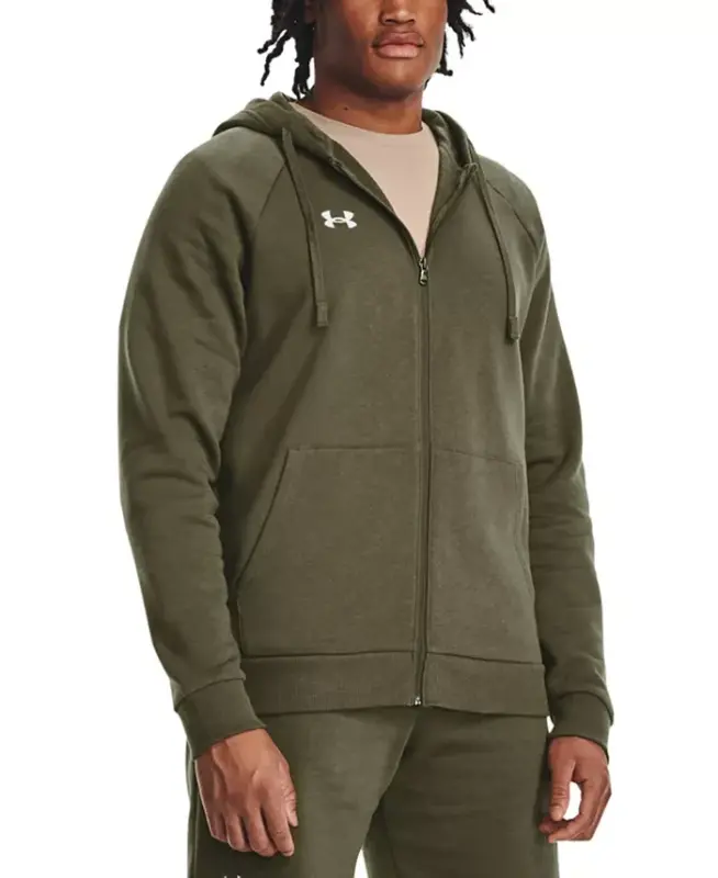 Men's Rival Full-Zip Fleece Hoodie -Marine OD Green - UNDER ARMOUR