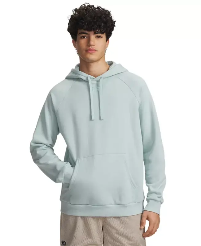 Men's Rival Logo Embroidered Fleece Hoodie - Enamel Blue - UNDER ARMOUR