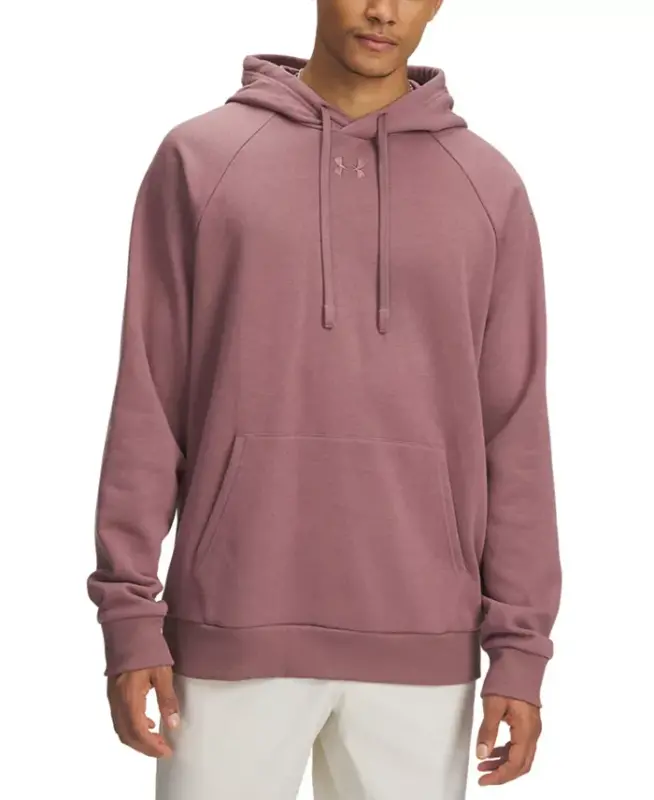 Men's Rival Logo Embroidered Fleece Hoodie - Maroon Mist - UNDER ARMOUR