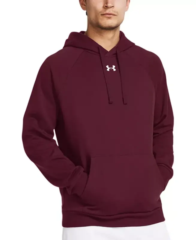 Men's Rival Logo Embroidered Fleece Hoodie - Maroon - UNDER ARMOUR