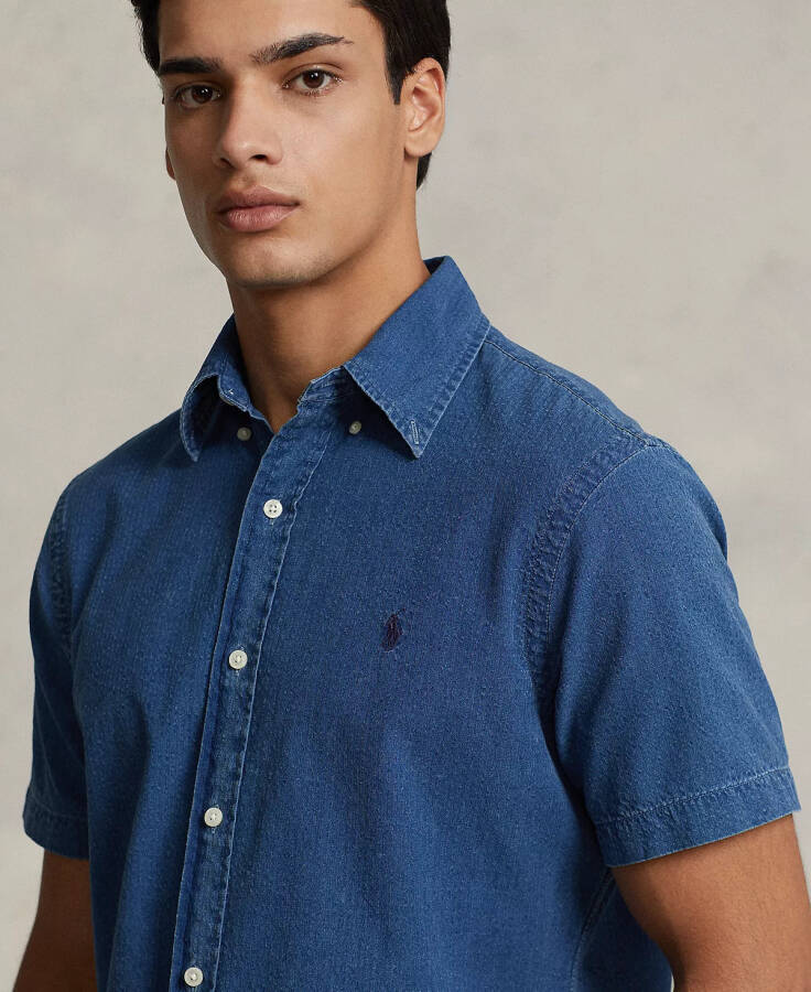 Men's RL Prepster Classic-Fit Seersucker Shirt Dark Indigo - 3