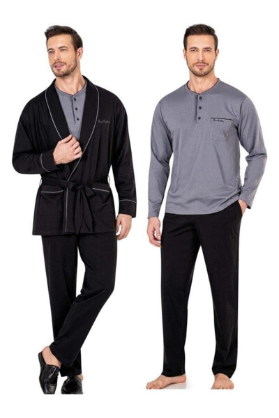 Men's Robe Pajama Set Athletic Boxer Set Socks Set - PIERRE CARDIN