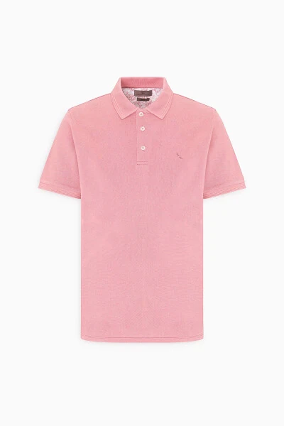 Men's Rose Slim Fit Narrow Cut Polo Collar 100% Cotton Short Sleeve T-Shirt - 5