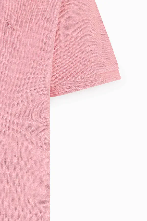 Men's Rose Slim Fit Narrow Cut Polo Collar 100% Cotton Short Sleeve T-Shirt - 7