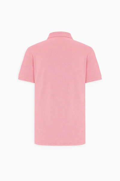Men's Rose Slim Fit Narrow Cut Polo Collar 100% Cotton Short Sleeve T-Shirt - 8