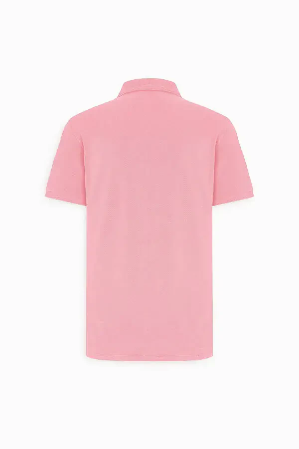 Men's Rose Slim Fit Narrow Cut Polo Collar 100% Cotton Short Sleeve T-Shirt - 8