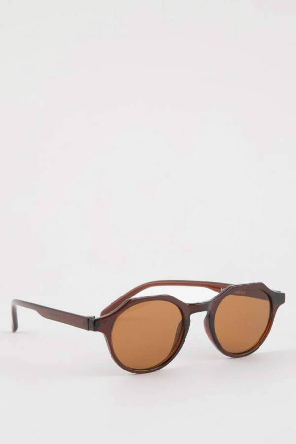 Men's Round Sunglasses Dark Brown - 1