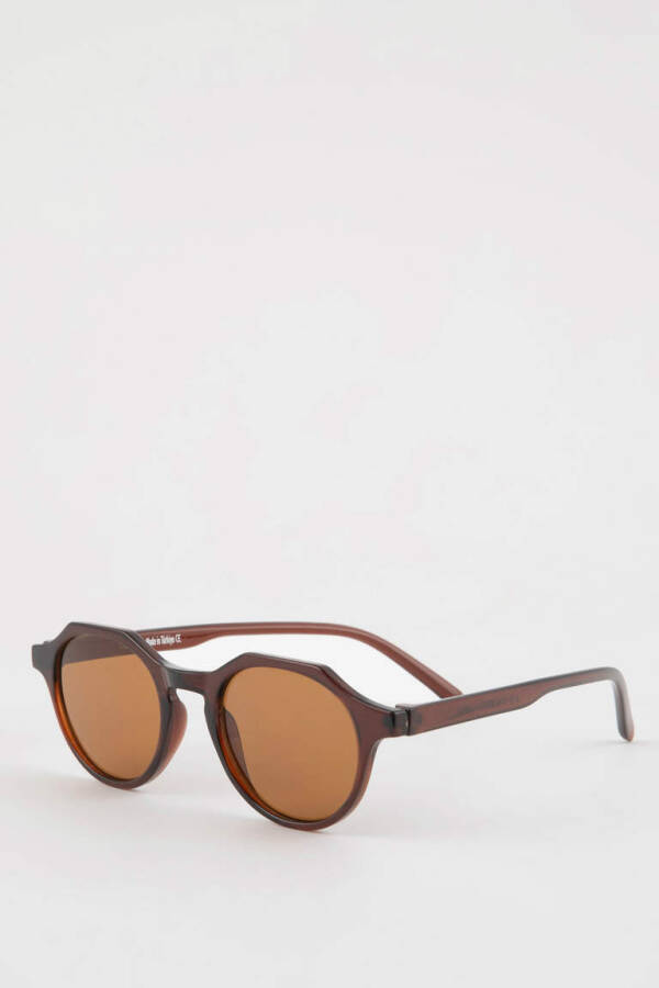 Men's Round Sunglasses Dark Brown - 2