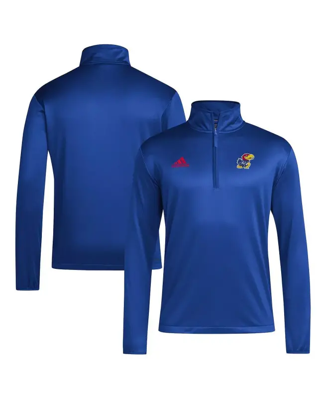 Men's Royal Kansas Jayhawks 2024 Coaches Sideline Quarter-Zip Top-Royal - ADIDAS