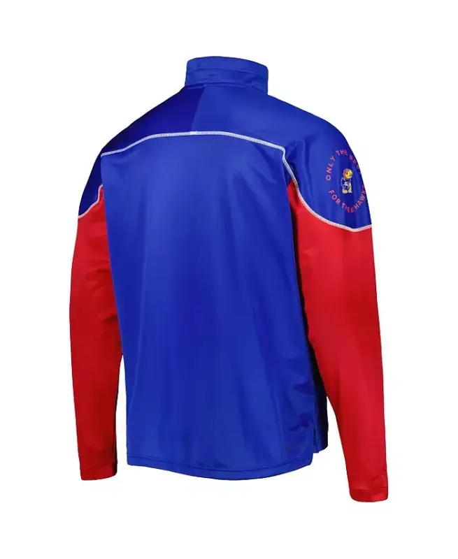 Men's Royal Kansas Jayhawks AEROREADY Trikotaj Chorak-Snap Kurtka-Royal - 2