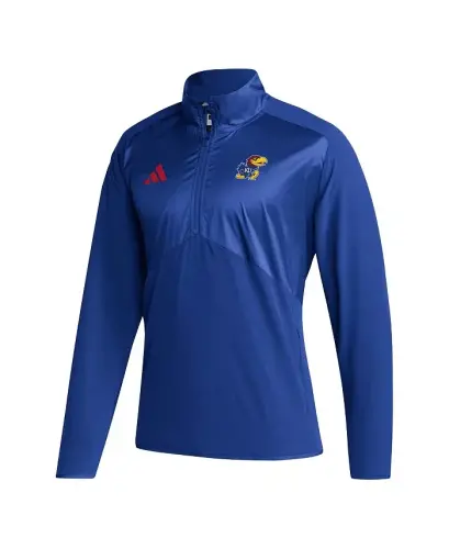Men's Royal Kansas Jayhawks Sideline AEROREADY Raglan Sleeve Quarter-Zip Jacket-Royal - 3