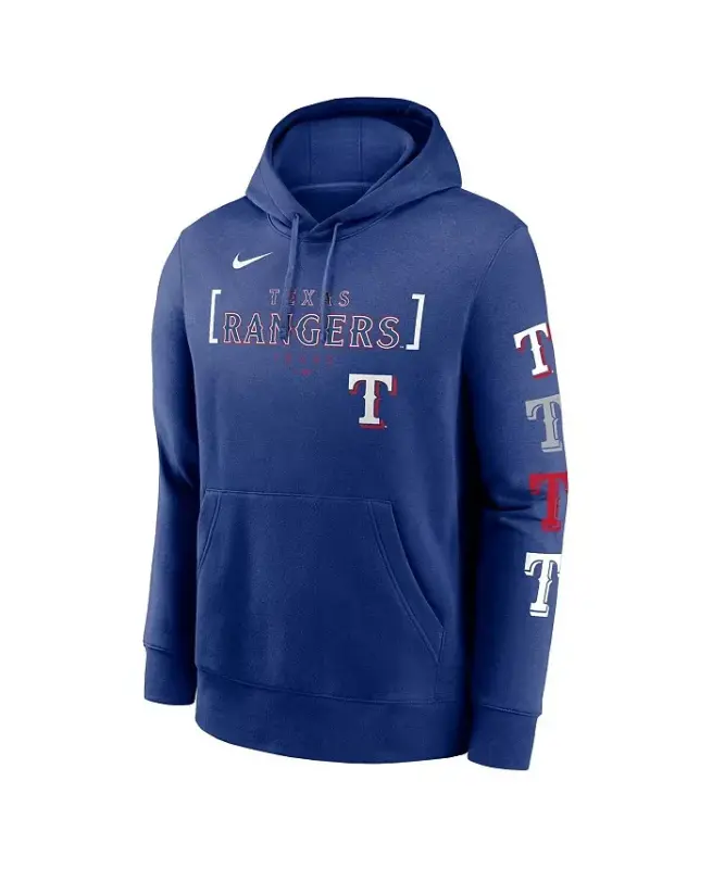Men's Royal Texas Rangers Club Stack Pullover Hoodie-Royal - 2