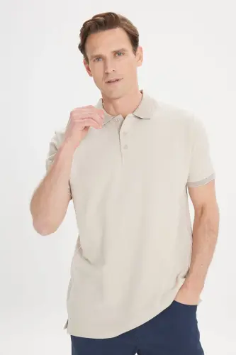 Men's Safari 100% Cotton Wrinkle-Resistant Pique Polo Collar Slim Fit Narrow Cut T-Shirt - 6