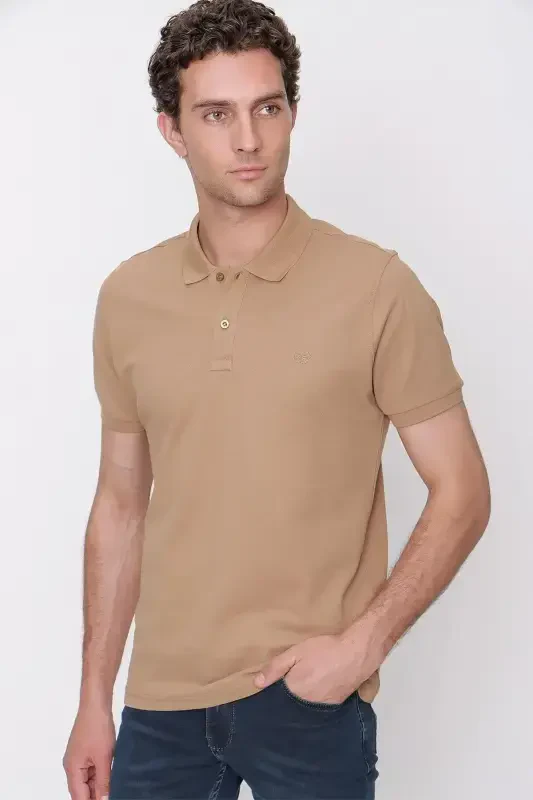 Men's Safari Basic Plain 100% Cotton Slim Fit Narrow Cut Short Sleeve Polo Neck T-Shirt - 2