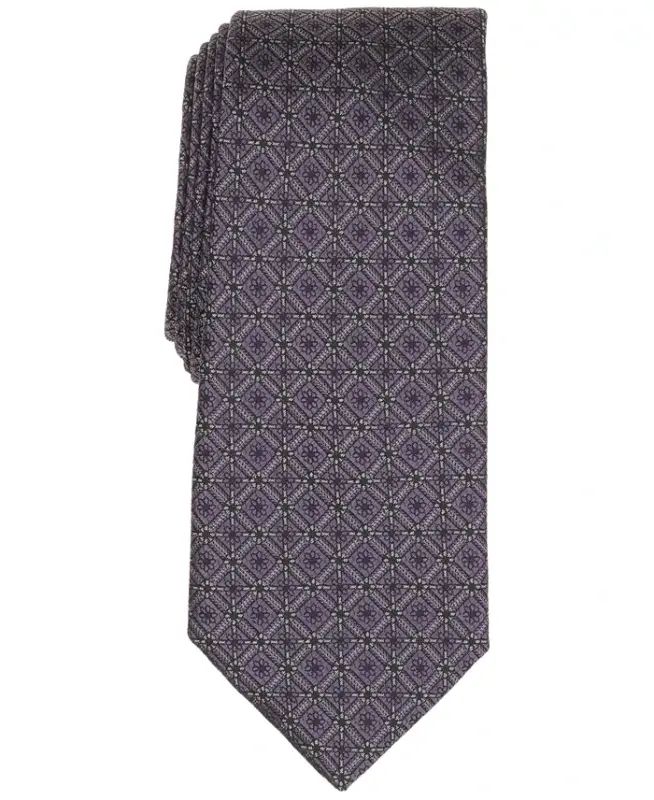 Men's Salton Geo-Pattern Tie, Exclusively at Modazone - Purple - ALFANI