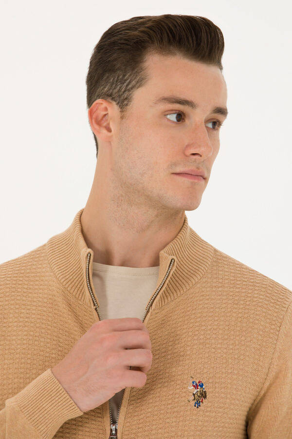 Men's Sand Melange Basic Knit Cardigan - 2