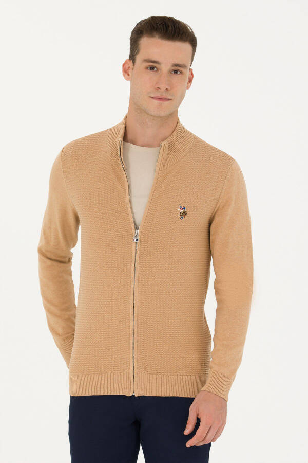 Men's Sand Melange Basic Knit Cardigan - 3