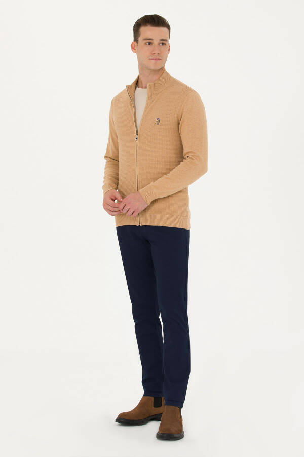 Men's Sand Melange Basic Knit Cardigan - 4