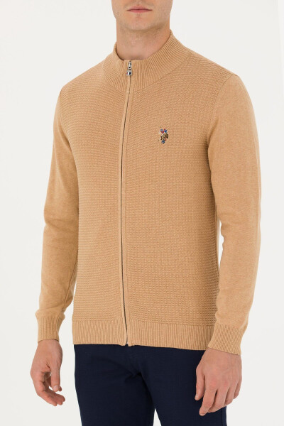 Men's Sand Melange Basic Knit Cardigan - 5