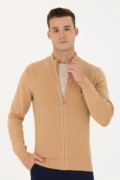 Men's Sand Melange Basic Knit Cardigan - U.S. POLO ASSN.
