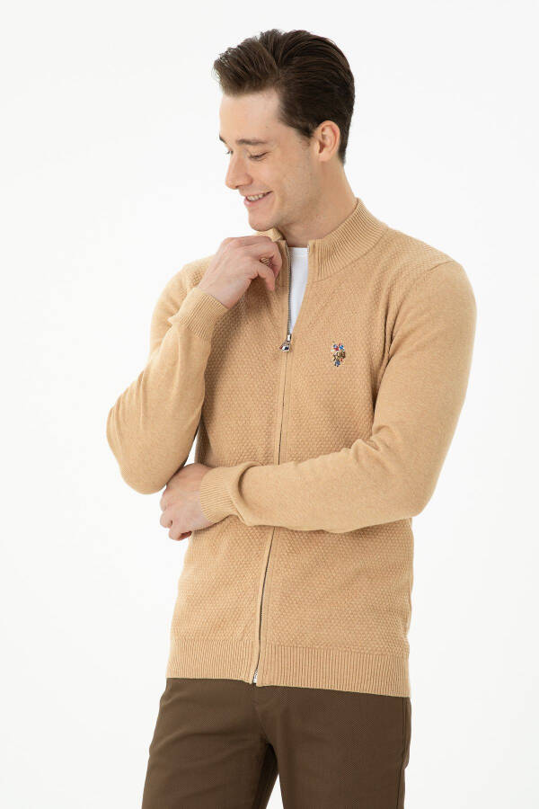 Men's Sand Melange Basic Knit Cardigan - 2