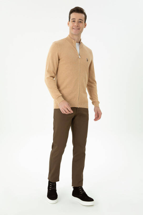 Men's Sand Melange Basic Knit Cardigan - 4