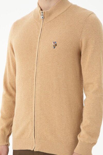 Men's Sand Melange Basic Knit Cardigan - 5