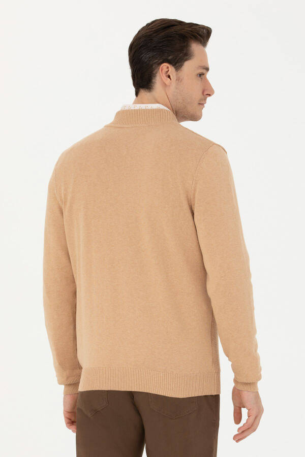 Men's Sand Melange Basic Knit Cardigan - 5