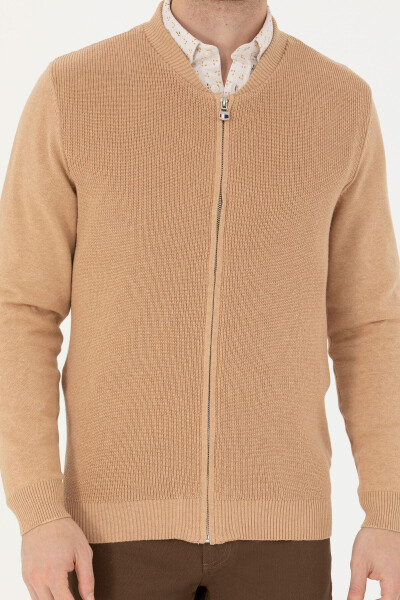 Men's Sand Melange Basic Knit Cardigan - 6