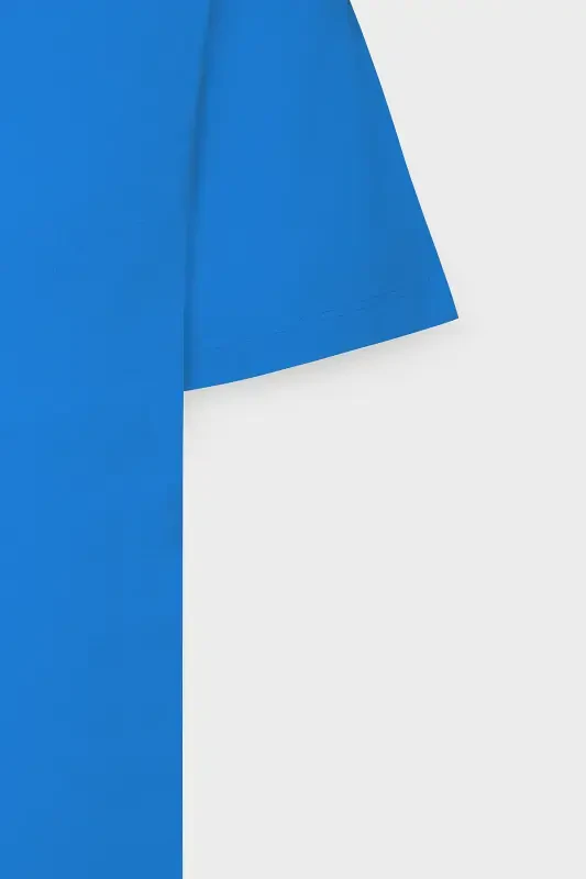 Men's Sax Blue 100% Cotton Slim Fit Crew Neck Basic T-Shirt-Sax Blue - 13