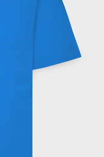 Men's Sax Blue 100% Cotton Slim Fit Crew Neck Basic T-Shirt-Sax Blue - 13