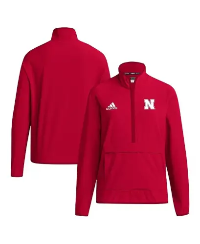Men's Scarlet Nebraska Huskers Coaches Sideline Half-Zip Jacket-Scarlet - 1