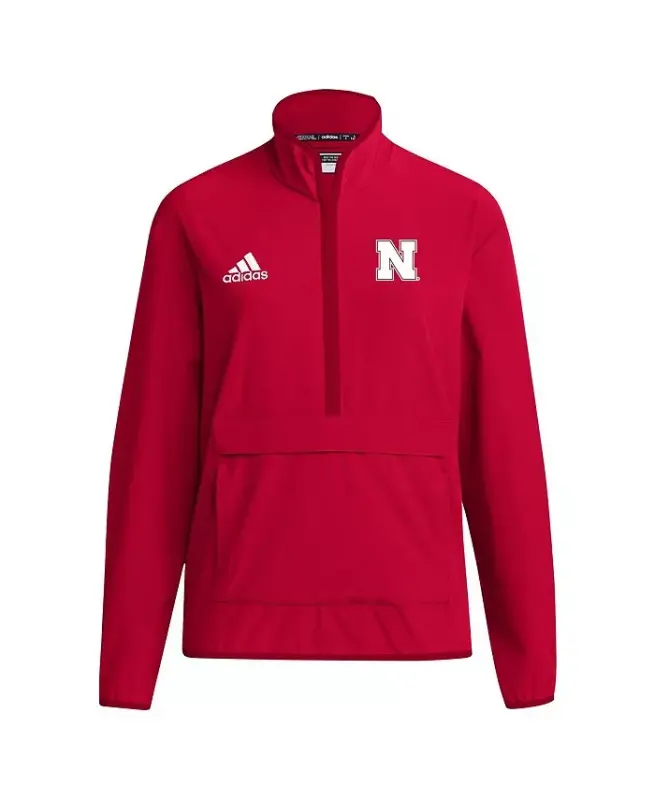 Men's Scarlet Nebraska Huskers Coaches Sideline Half-Zip Jacket-Scarlet - 2