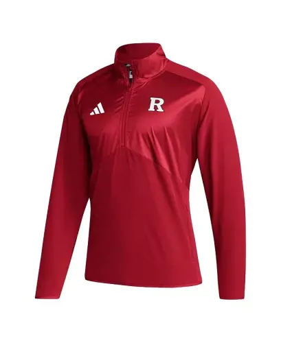 Men's Scarlet Rutgers Scarlet Knights Sideline AEROREADY Raglan Sleeve Quarter-Zip Jacket-Scarlet - 3
