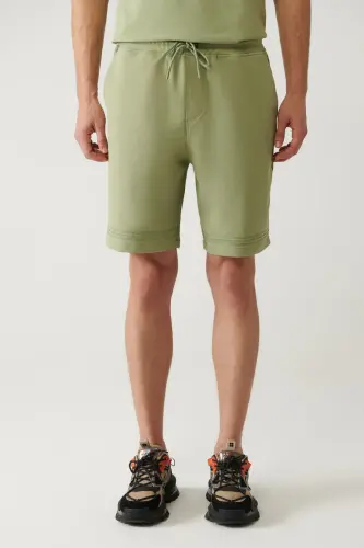 Men's Sea Green Jersey Fabric 2 Thread Knitted Shorts with Side Pockets A41y3622-Sea Green - AVVA (1)