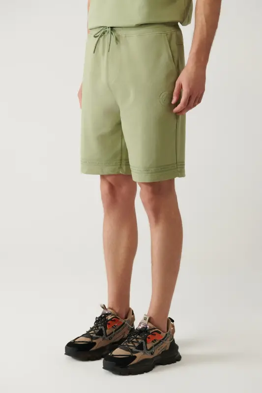 Men's Sea Green Jersey Fabric 2 Thread Knitted Shorts with Side Pockets A41y3622-Sea Green - 3