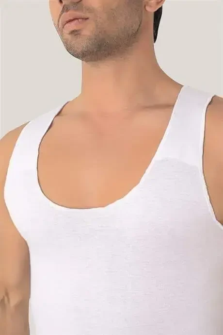 Men's Seamless Undershirt White 100% Cotton Combed 2-Pack - 6