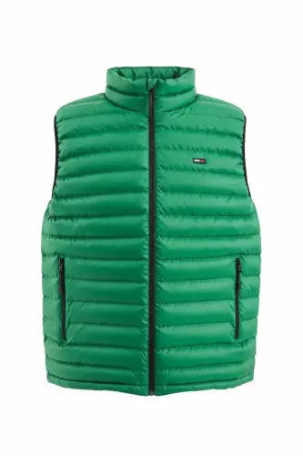 Men's Seasonal Puffer Vest Inner Lined Water Repellent Windproof Stand-Up Collar Lightweight Padded Sports Vest - Green - 1