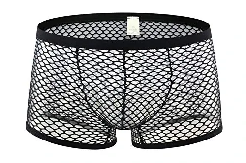 Men's See Through Fishnet Boxer Briefs Underwear Lingerie Booty Shorts - 1