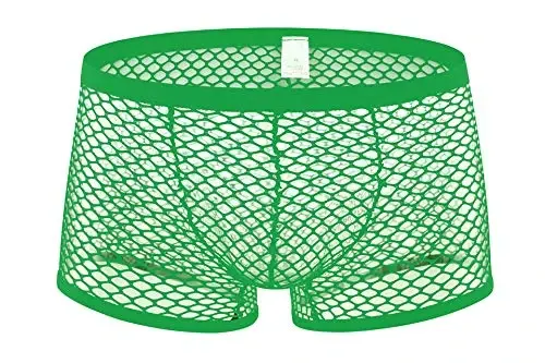 Men's See Through Fishnet Boxer Briefs Underwear Lingerie Booty Shorts - 1