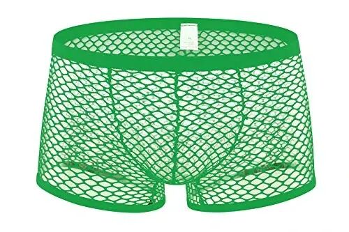 Men's See Through Fishnet Boxer Briefs Underwear Lingerie Booty Shorts - Swbreety