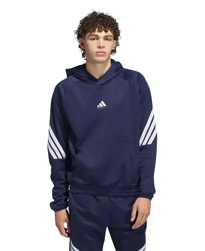 Men's Select Foundation Fleece Basketball Hoodie-Team navy blue, White - ADIDAS