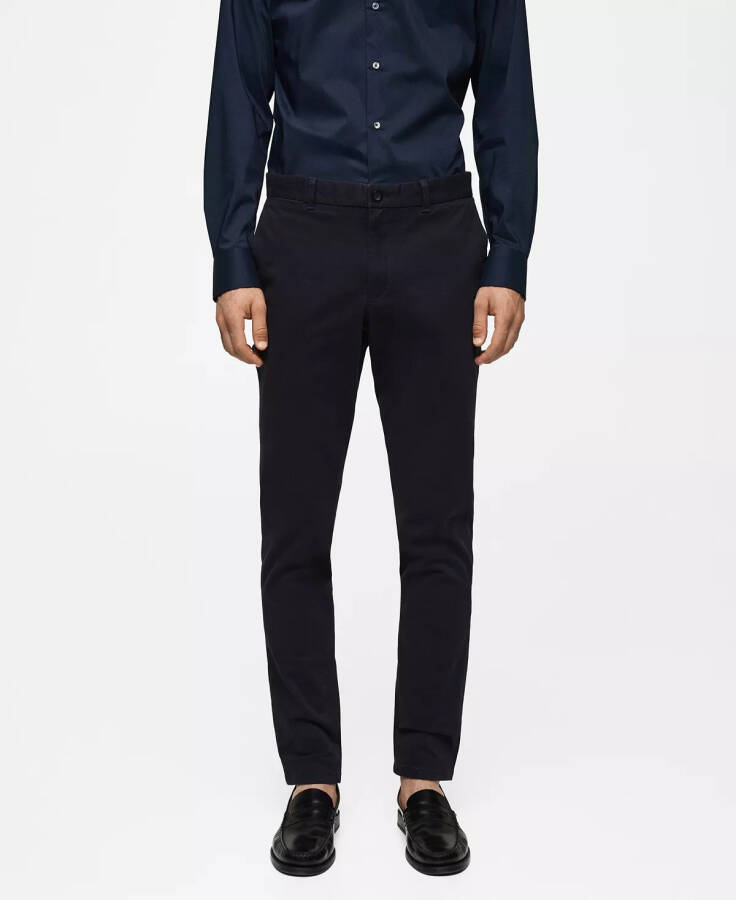 Men's Serge Chino Trousers Dark Navy - 1