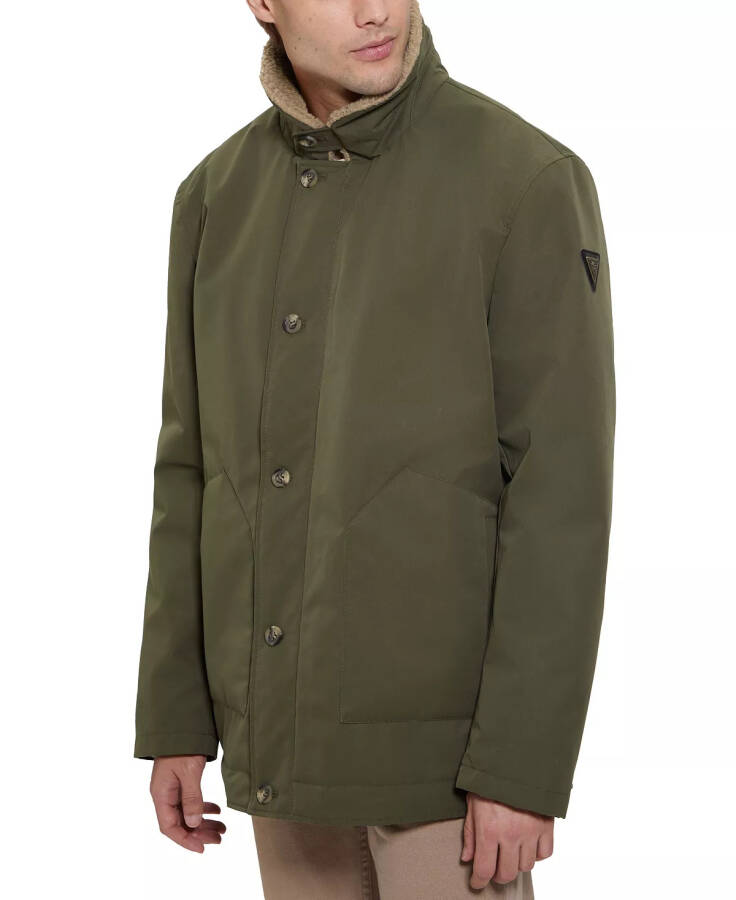 Men's Sherpa Lined Coach Jacket Olive Morning - 3