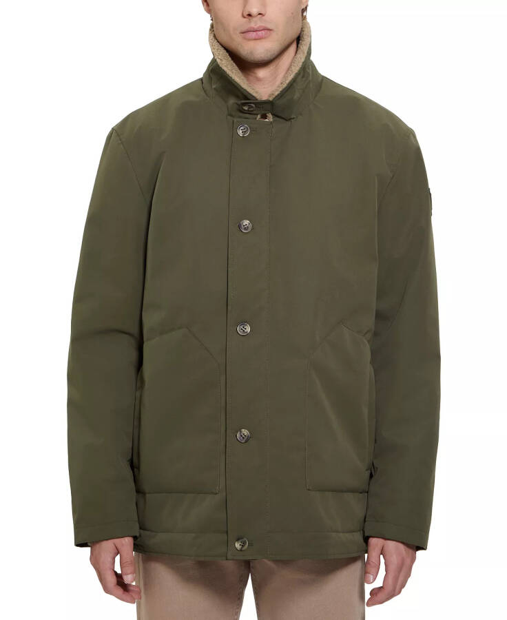 Men's Sherpa Lined Coach Jacket Olive Morning - 5