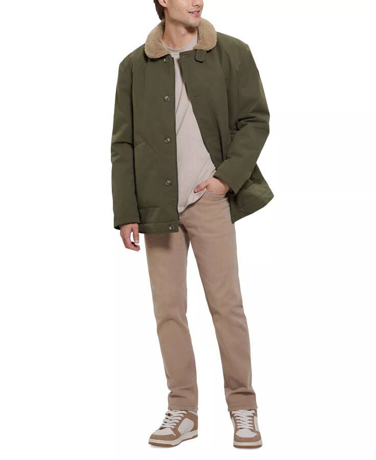 Men's Sherpa Lined Coach Jacket Olive Morning - 6