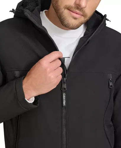 Men's Sherpa Lined Infinite Stretch Soft Shell Jacket -Black - 3